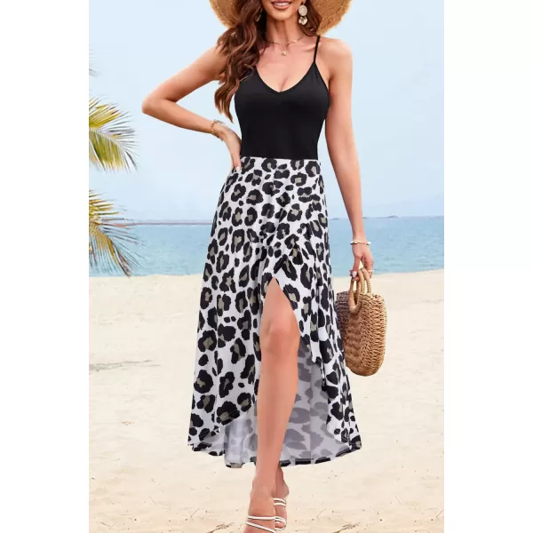 KILIG Women's V Neck Sleeveless Casual Summer Sundresses Asymmetrical Patchwork Floral Maxi Dresses