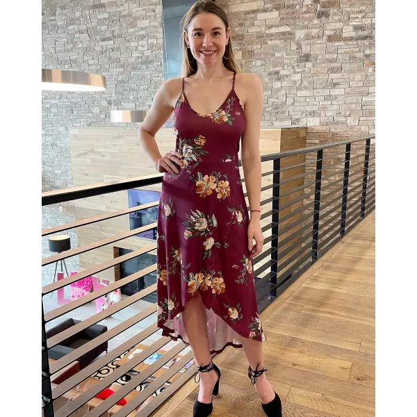 KILIG Women's V Neck Sleeveless Casual Summer Sundresses Asymmetrical Patchwork Floral Maxi Dresses
