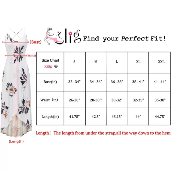 KILIG Women's V Neck Sleeveless Casual Summer Sundresses Asymmetrical Patchwork Floral Maxi Dresses