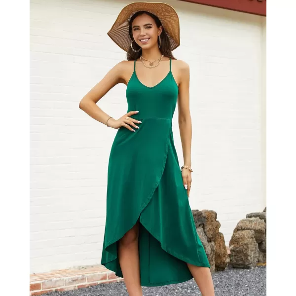 KILIG Women's V Neck Sleeveless Casual Summer Sundresses Asymmetrical Patchwork Floral Maxi Dresses