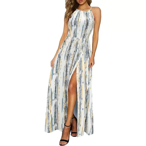 KILIG Women 2024 Summer Maxi Dress Casual Floral Halter Neck Beach Hawaiian Outfits Wedding Guest Dress