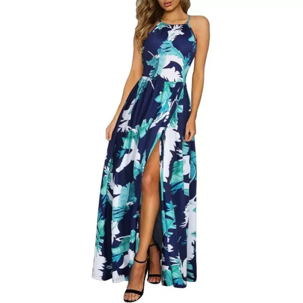 KILIG Women 2024 Summer Maxi Dress Casual Floral Halter Neck Beach Hawaiian Outfits Wedding Guest Dress