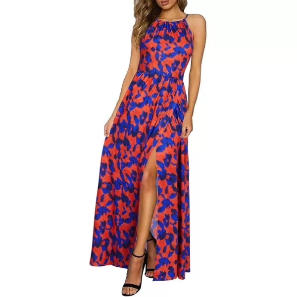 KILIG Women 2024 Summer Maxi Dress Casual Floral Halter Neck Beach Hawaiian Outfits Wedding Guest Dress