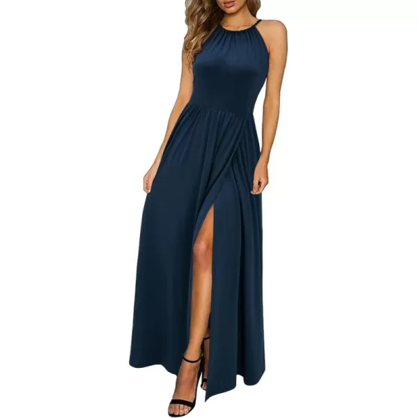 KILIG Women 2024 Summer Maxi Dress Casual Floral Halter Neck Beach Hawaiian Outfits Wedding Guest Dress