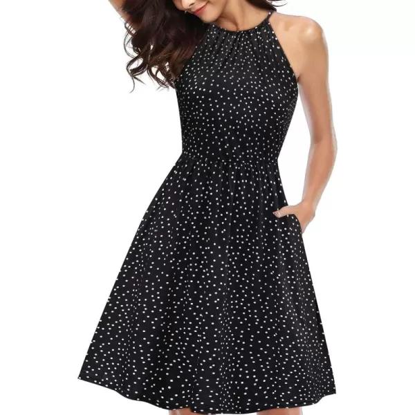 KILIG Women Summer Dresses 2023 Halter Neck Beach Casual Dress Sundress with Pockets