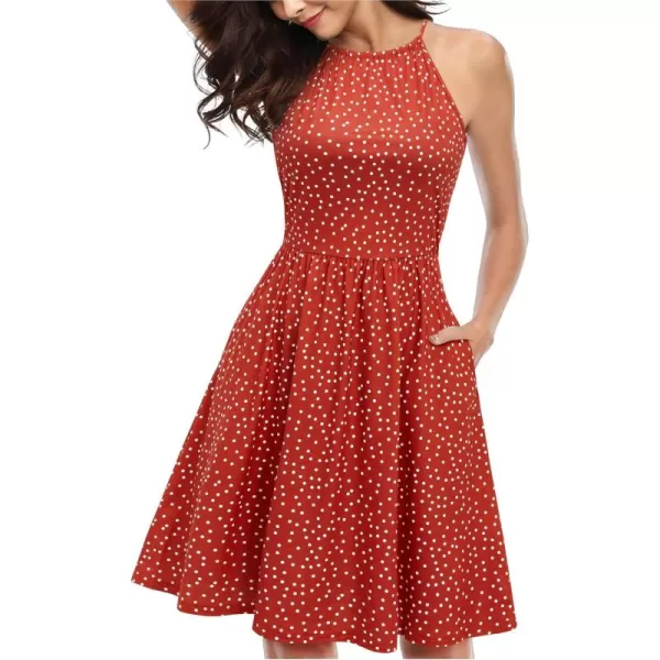 KILIG Women Summer Dresses 2023 Halter Neck Beach Casual Dress Sundress with Pockets