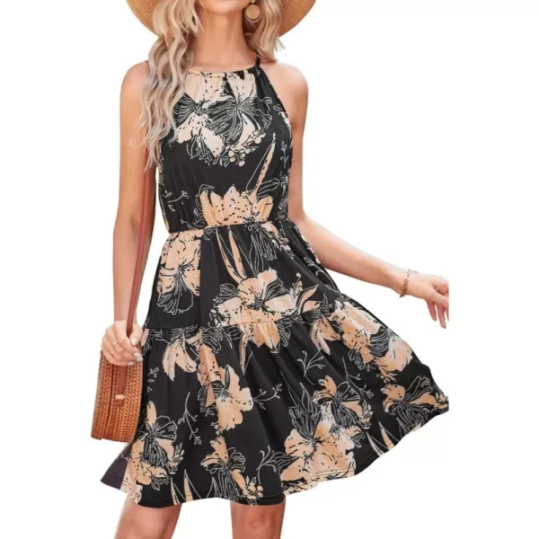 KILIG Women Summer Dresses 2023 Halter Neck Beach Casual Dress Sundress with Pockets