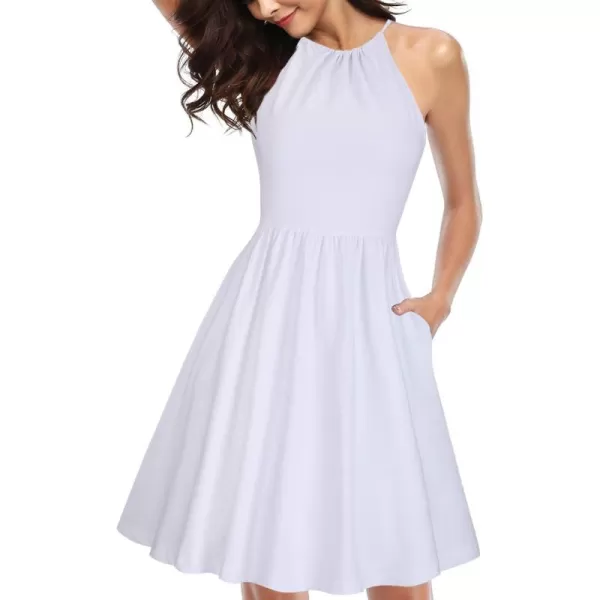 KILIG Women Summer Dresses 2023 Halter Neck Beach Casual Dress Sundress with Pockets