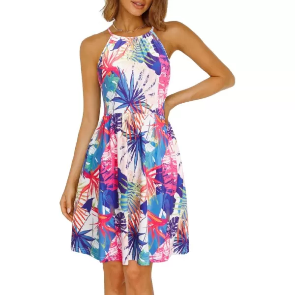 KILIG Women Summer Dresses 2023 Halter Neck Beach Casual Dress Sundress with Pockets
