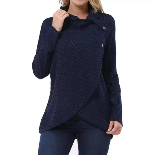 KILIG Womens 2023 Fall Cowl Neck Lightweight Sweaters Long Sleeve Button Tunic Tops Sweatshirts