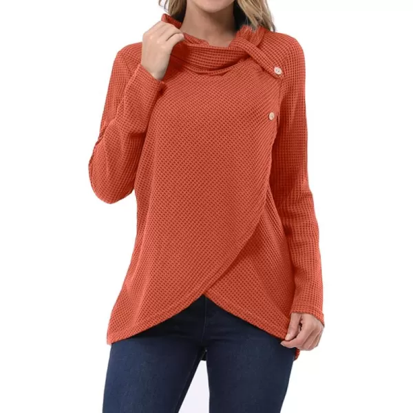KILIG Womens 2023 Fall Cowl Neck Lightweight Sweaters Long Sleeve Button Tunic Tops Sweatshirts