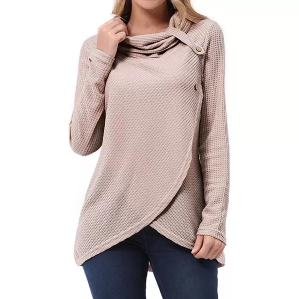 KILIG Womens 2023 Fall Cowl Neck Lightweight Sweaters Long Sleeve Button Tunic Tops Sweatshirts