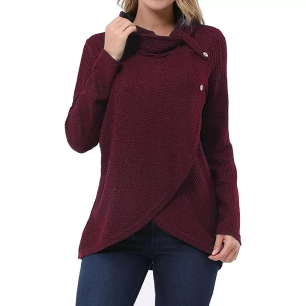 KILIG Womens 2023 Fall Cowl Neck Lightweight Sweaters Long Sleeve Button Tunic Tops Sweatshirts