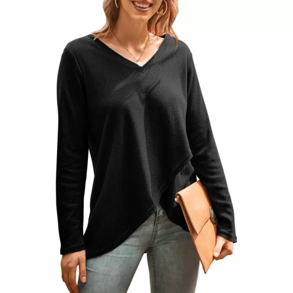 KILIG Womens 2023 Fall Cowl Neck Lightweight Sweaters Long Sleeve Button Tunic Tops Sweatshirts