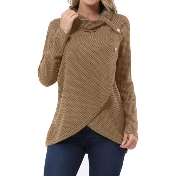 KILIG Womens 2023 Fall Cowl Neck Lightweight Sweaters Long Sleeve Button Tunic Tops Sweatshirts