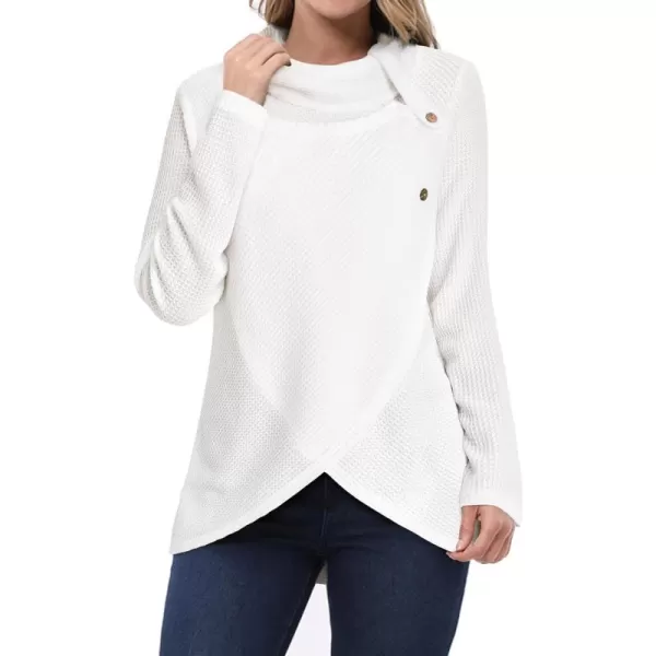 KILIG Womens 2023 Fall Cowl Neck Lightweight Sweaters Long Sleeve Button Tunic Tops Sweatshirts