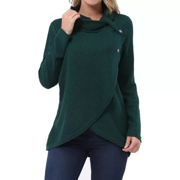 KILIG Womens 2023 Fall Cowl Neck Lightweight Sweaters Long Sleeve Button Tunic Tops Sweatshirts