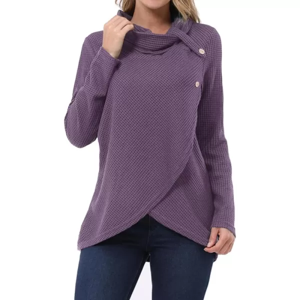 KILIG Womens 2023 Fall Cowl Neck Lightweight Sweaters Long Sleeve Button Tunic Tops Sweatshirts