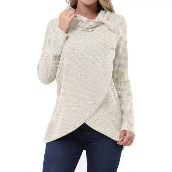 KILIG Womens 2023 Fall Cowl Neck Lightweight Sweaters Long Sleeve Button Tunic Tops Sweatshirts