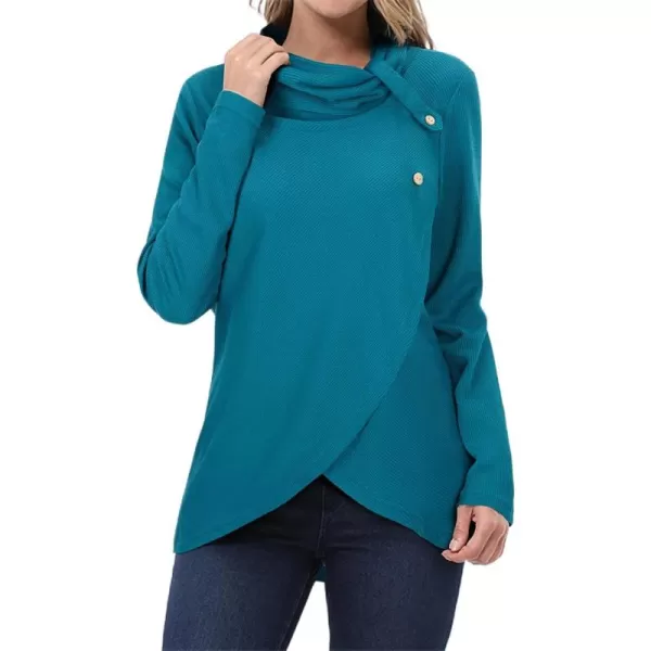 KILIG Womens 2023 Fall Cowl Neck Lightweight Sweaters Long Sleeve Button Tunic Tops Sweatshirts