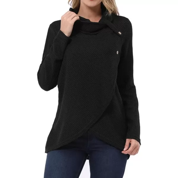 KILIG Womens 2023 Fall Cowl Neck Lightweight Sweaters Long Sleeve Button Tunic Tops Sweatshirts