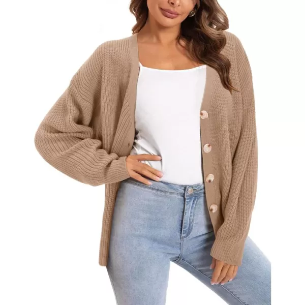 KILIG Women's Button-Down Cardigan Sweater Open Front Long Sleeve Loose Knit Cardigans