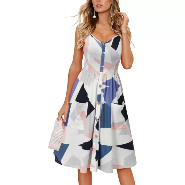 KILIG Women's Summer Casual Sundress Button Sleeveless Spaghetti Strap Dress