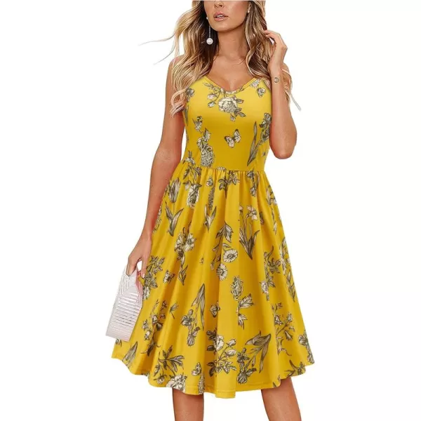 KILIG Women's Summer Casual Sundress Button Sleeveless Spaghetti Strap Dress