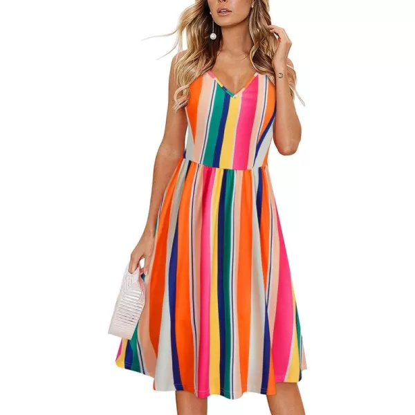 KILIG Women's Summer Casual Sundress Button Sleeveless Spaghetti Strap Dress