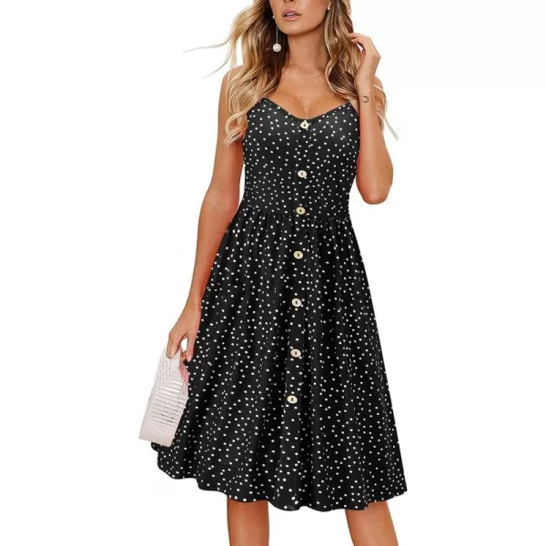 KILIG Women's Summer Casual Sundress Button Sleeveless Spaghetti Strap Dress