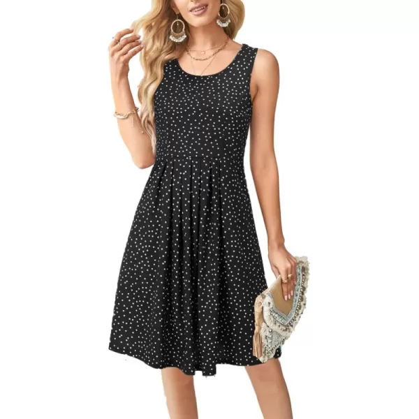 KILIG Womens Summer Dresses Floral Print Casual Soft Pleated Sleeveless Crewneck Tank Sundress Midi for Boho Beach 2024