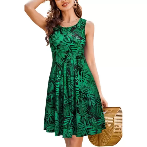 KILIG Womens Summer Dresses Floral Print Casual Soft Pleated Sleeveless Crewneck Tank Sundress Midi for Boho Beach 2024