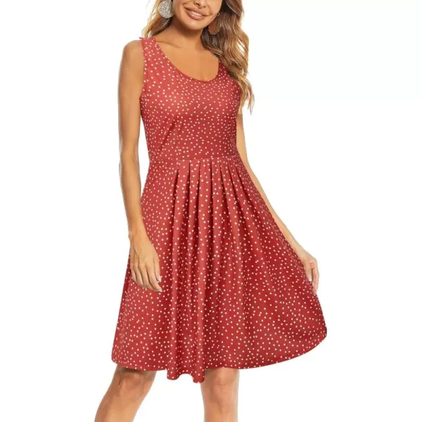 KILIG Womens Summer Dresses Floral Print Casual Soft Pleated Sleeveless Crewneck Tank Sundress Midi for Boho Beach 2024