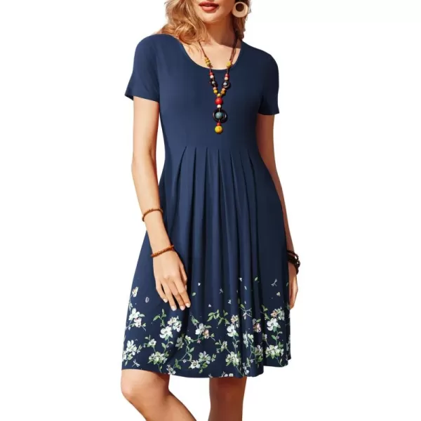 KILIG Womens Summer Dresses Floral Print Casual Soft Pleated Sleeveless Crewneck Tank Sundress Midi for Boho Beach 2024