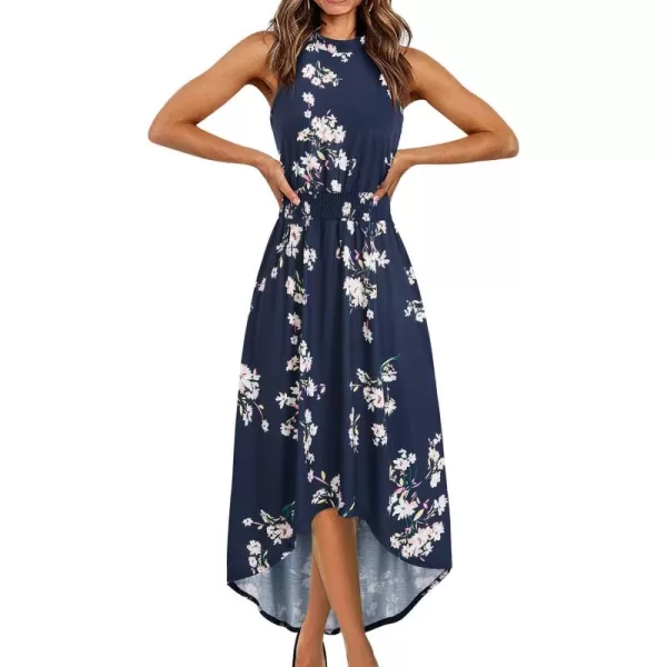 KILIG Women’s Summer Halter Maxi Dress Causal Floral Beach Sundress with Pockets