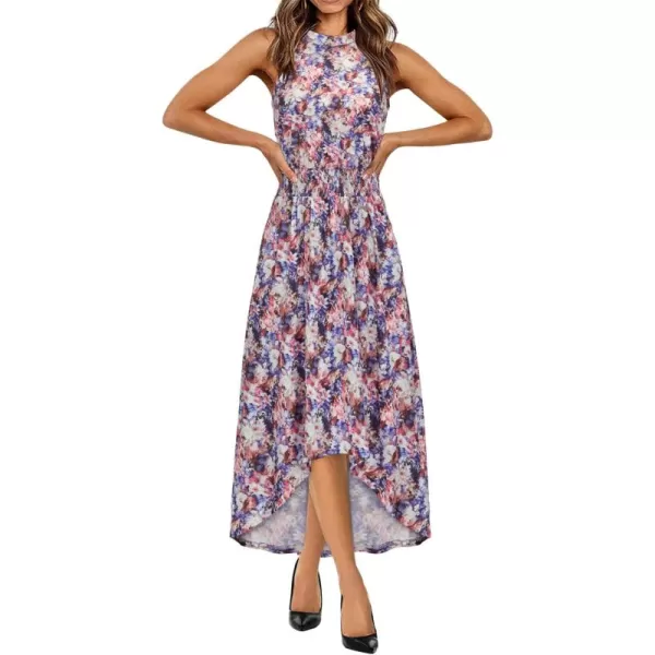 KILIG Women’s Summer Halter Maxi Dress Causal Floral Beach Sundress with Pockets