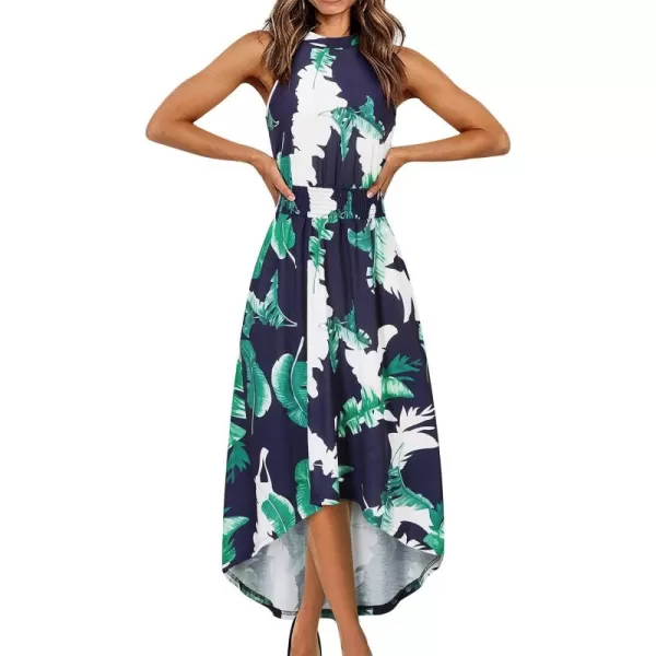 KILIG Women’s Summer Halter Maxi Dress Causal Floral Beach Sundress with Pockets