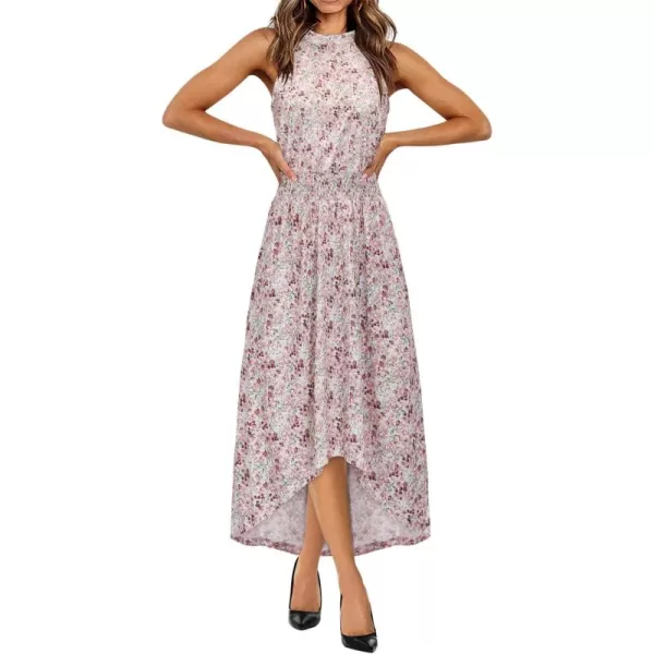 KILIG Women’s Summer Halter Maxi Dress Causal Floral Beach Sundress with Pockets