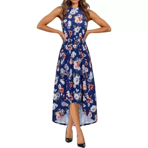 KILIG Women’s Summer Halter Maxi Dress Causal Floral Beach Sundress with Pockets