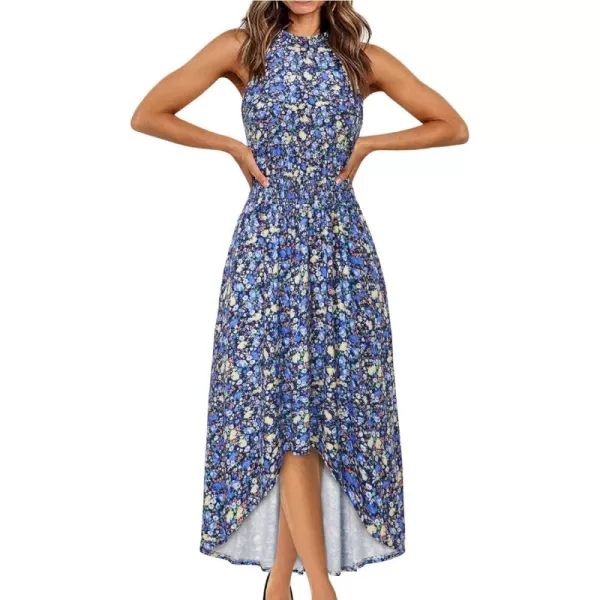 KILIG Women’s Summer Halter Maxi Dress Causal Floral Beach Sundress with Pockets