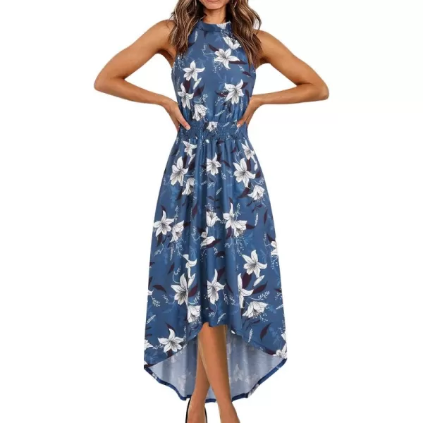 KILIG Women’s Summer Halter Maxi Dress Causal Floral Beach Sundress with Pockets