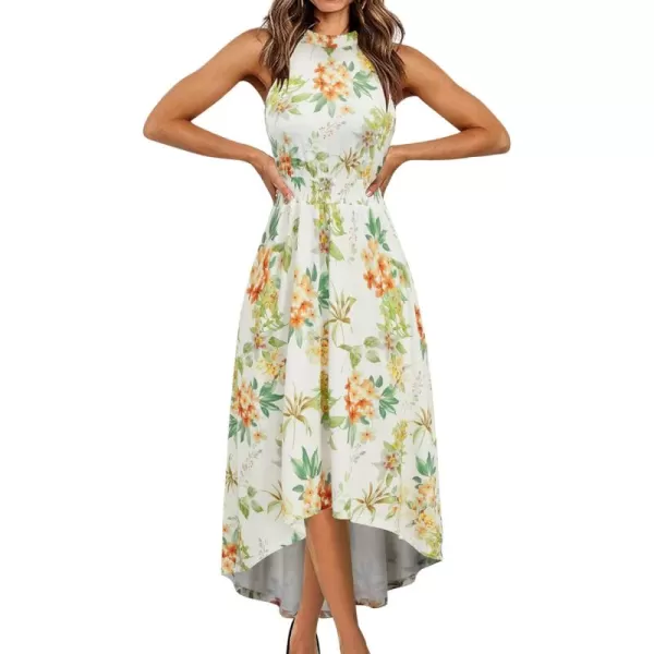 KILIG Women’s Summer Halter Maxi Dress Causal Floral Beach Sundress with Pockets