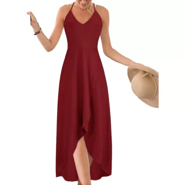 KILIG Women's V Neck Sleeveless Casual Summer Sundresses Asymmetrical Patchwork Floral Maxi Dresses
