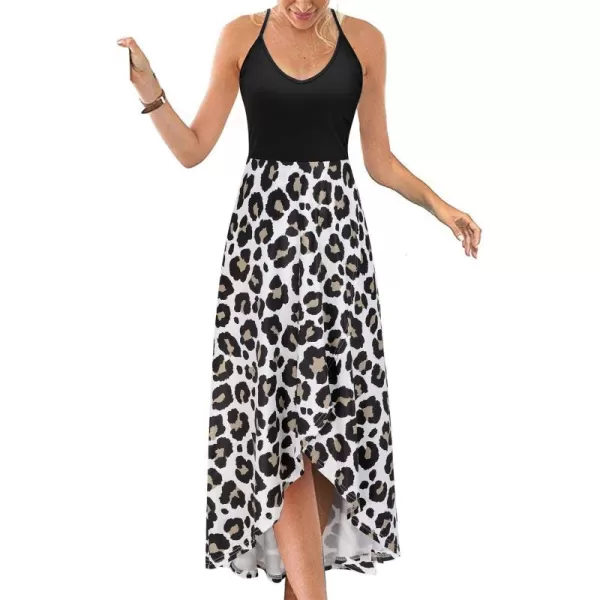 KILIG Women's V Neck Sleeveless Casual Summer Sundresses Asymmetrical Patchwork Floral Maxi Dresses