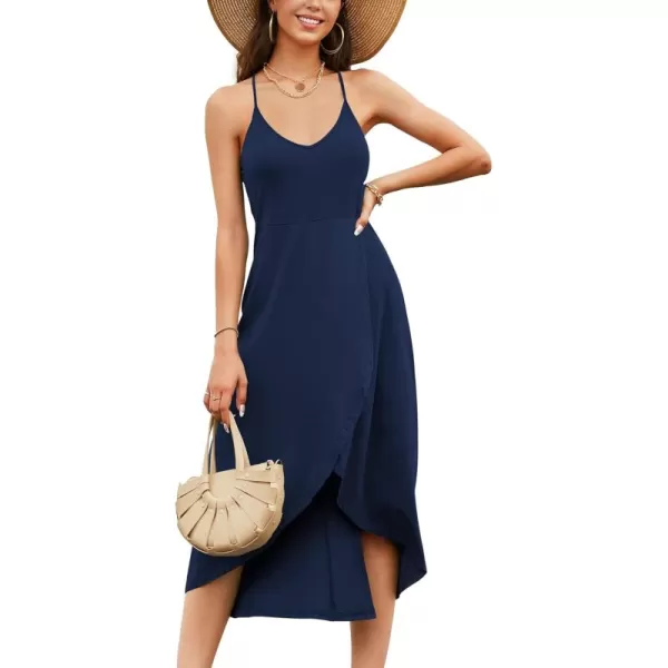 KILIG Women's V Neck Sleeveless Casual Summer Sundresses Asymmetrical Patchwork Floral Maxi Dresses