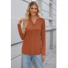 imageKILIG Womens 2024 Long Sleeve VNeck Button Loose Casual Henley Tunic Tops T Shirt FashionD21caramel