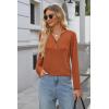 imageKILIG Womens 2024 Long Sleeve VNeck Button Loose Casual Henley Tunic Tops T Shirt FashionD21caramel