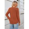 imageKILIG Womens 2024 Long Sleeve VNeck Button Loose Casual Henley Tunic Tops T Shirt FashionD21caramel
