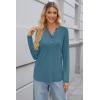 imageKILIG Womens 2024 Long Sleeve VNeck Button Loose Casual Henley Tunic Tops T Shirt FashionD23gray Blue