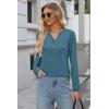 imageKILIG Womens 2024 Long Sleeve VNeck Button Loose Casual Henley Tunic Tops T Shirt FashionD23gray Blue